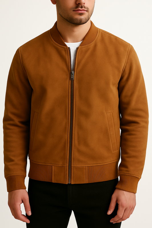 Men’s Faux-Suede Jacket – Camel Brown