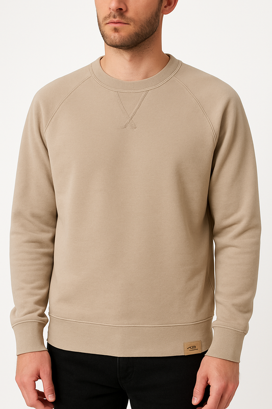 Men’s Round-Neck Sweatshirt – Tan