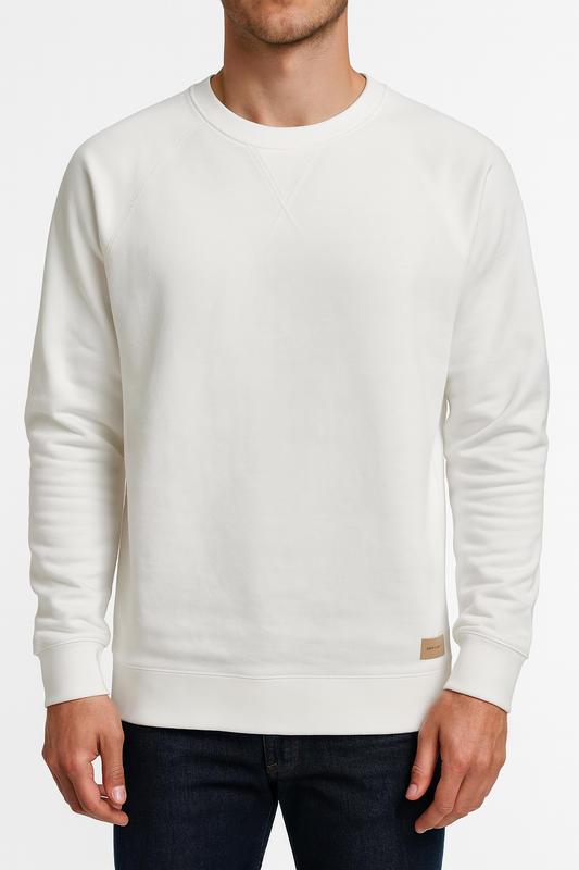 Men’s Round-Neck Sweatshirt – White