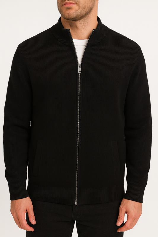 Men’s Full-Zip Knit Cardigan – Black