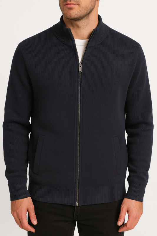 Men’s Full-Zip Knit Cardigan – Navy