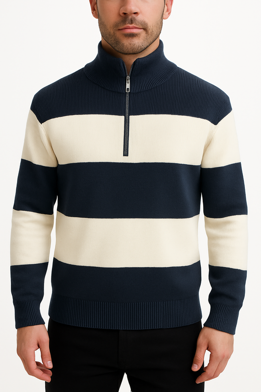 Men’s Half-Zip Knit Sweater – Navy